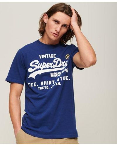 Superdry Store Classic T-shirt Met Vintage Logo - Blauw