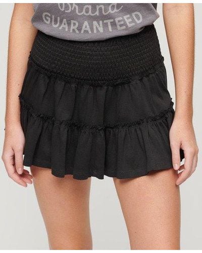 Superdry Tiered Jersey Mini Skirt - Black