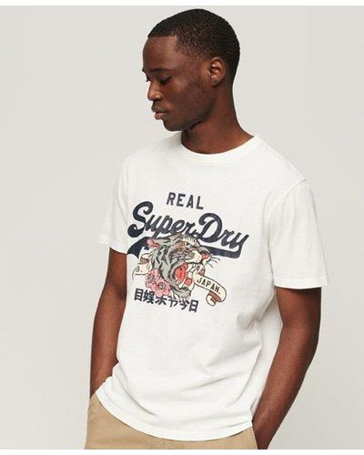 Superdry T-shirt vintage logo narrative - Blanc