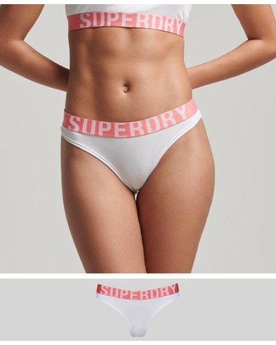 Superdry Organic Cotton Large Logo Bikini Briefs - White