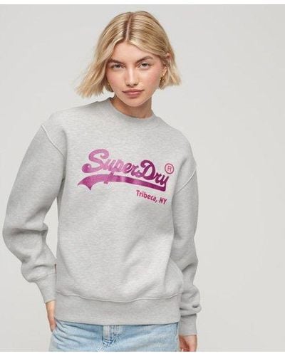 Superdry Embellished Vintage Logo Crew Sweatshirt - Gray
