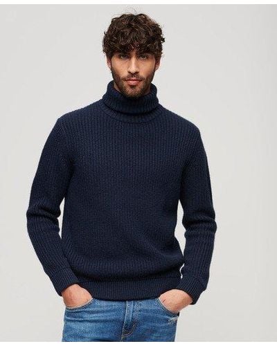 Superdry The Merchant Store - Textured Roll Neck Sweater - Blue