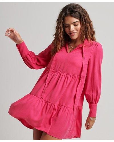 Superdry Tiered Mini Dress - Pink
