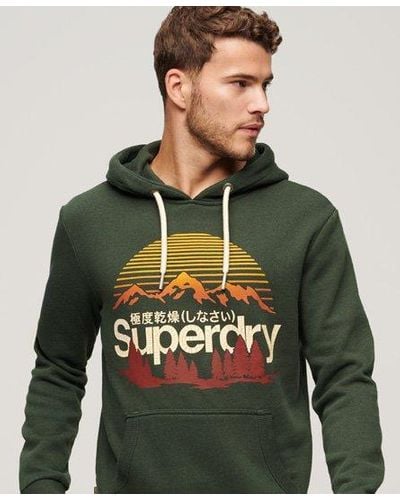 Superdry Sweat à capuche à logo imprimé great outdoors - Vert