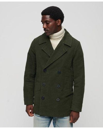Superdry Fully Lined The Merchant Store - Moleskin Pea Coat - Green