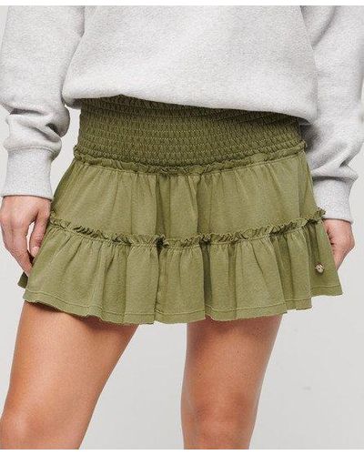 Superdry Tiered Jersey Mini Skirt - Green