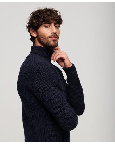 Superdry The Merchant Store - Cable Roll Neck Jumper - Blue