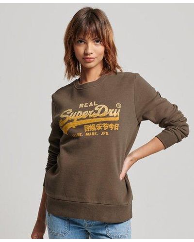 Superdry Versierde Vintage Logo Sweatshirt Met Ronde Hals - Bruin