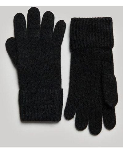 Superdry Essential Geribde Handschoenen - Zwart