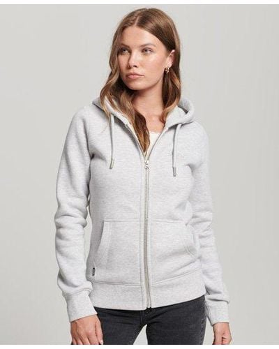 Superdry Sweat à capuche zippé et brodé vintage logo - Blanc