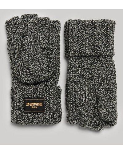 Superdry Gebreide Handschoenen Met Kabelpatroon - Zwart