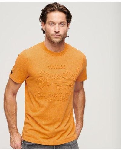 Superdry T-shirt vintage logo en relief - Orange