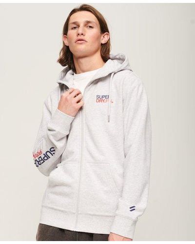 Superdry Sportswear Hoodie Met Rits En Losse Pasvorm - Wit