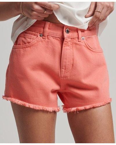 Superdry Classic High Rise Denim Shorts - Red