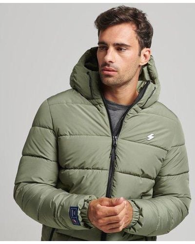 Superdry Hooded Sports Puffer Jacket - Green