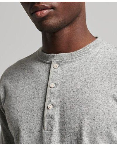 Superdry Organic Cotton Long Sleeve Grandad Top - Grey