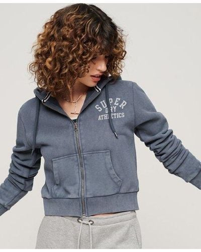 Superdry Athletic essentials crop zip hoodie - Bleu