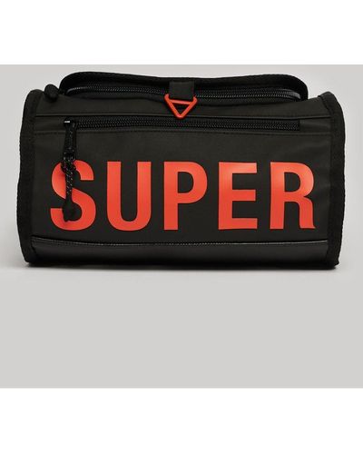 Superdry Logo Print Tarp Wash Bag - Black