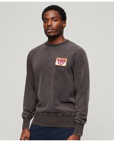 Superdry Loose Fit Embroidered Logo Mechanic Crew Sweatshirt - Gray