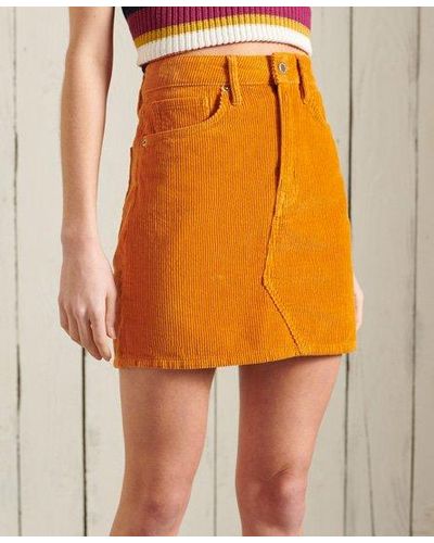 Superdry Mini jupe en velours côtelé - Orange