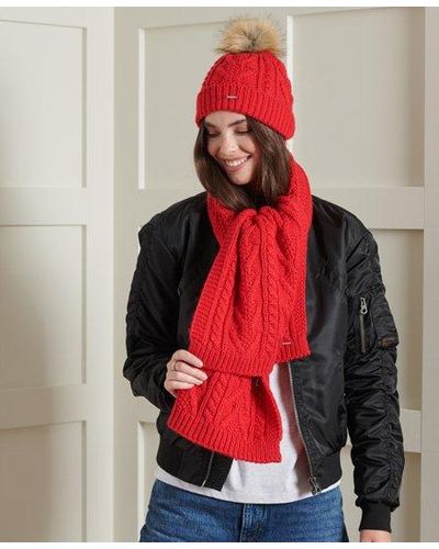 Superdry Lannah Cable Beanie Rouge