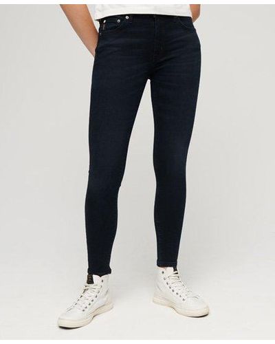 Superdry Jean skinny vintage à taille mi-haute en coton biologique - Bleu