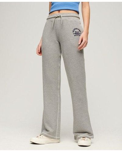 Superdry Ladies Slim Fit Embroidered Logo Athletic Essentials Low Rise Flare sweatpants - Gray