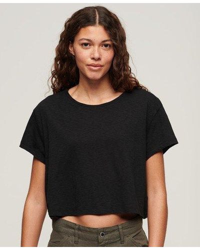 Superdry Slouchy Cropped T-shirt - Black