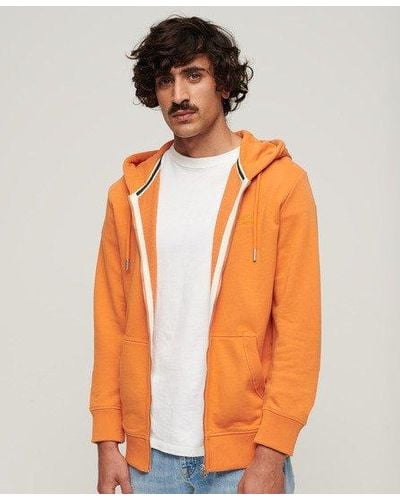 Superdry Sweat à capuche zippé à logo essential - Orange