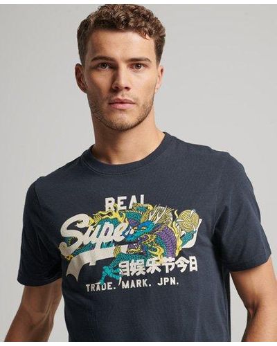 Superdry T-shirt japanese graphic logo - Gris