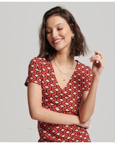 Superdry Printed Mini Day Dress - Red