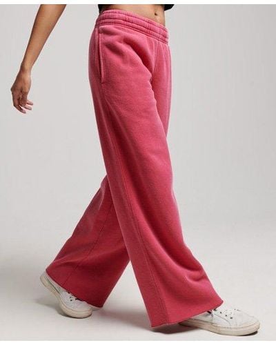 Superdry Pantalon de survêtement large délavé - Rouge