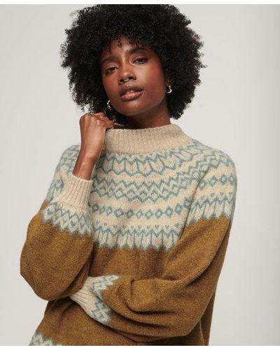 Superdry Slouchy Pattern Knit Sweater - Brown