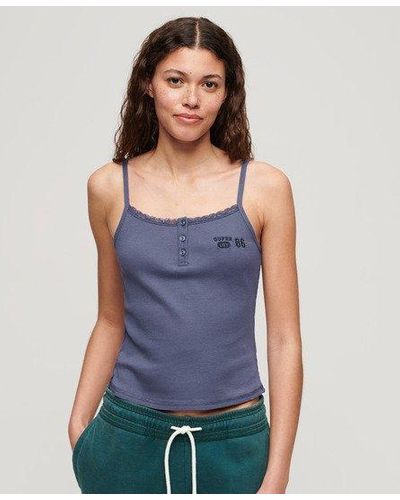 Superdry Athletic Graphic Button Cami - Blue