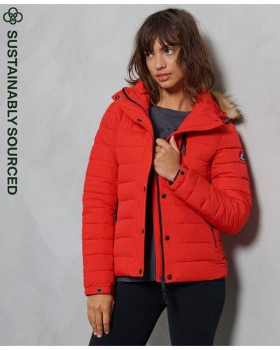 Red Superdry Jackets for Women | Lyst