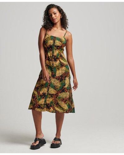 Superdry Printed Button-up Cami Midi Dress - Green