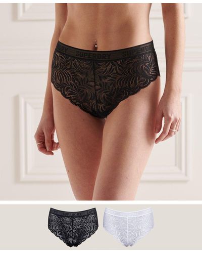 Superdry Lace Brazilian Brief Double Pack Black / Black/white - Brown