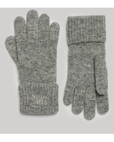 Superdry Knitted Ribbed Gloves - Grey