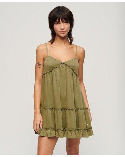 Superdry Jersey Tiered Cami Mini Dress - Green