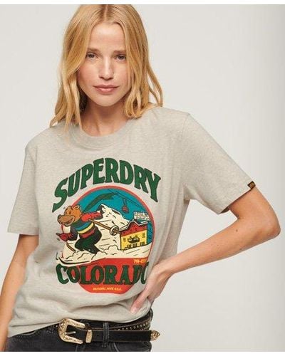 Superdry Travel Postcard Graphic T-shirt - Gray