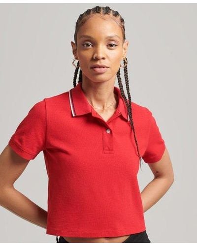 Superdry Crop Polo Shirt - Red