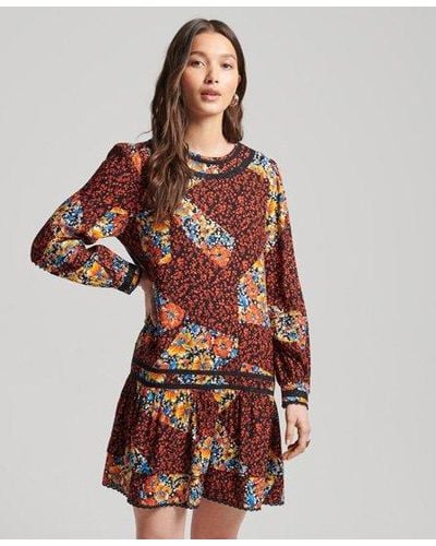 Superdry Mini-jurk Met Kanten Details - Zwart