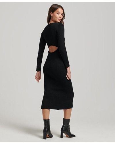 Superdry Backless Knitted Midi Dress - Black