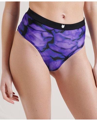Superdry Energy High Waisted Brief Bikini Bottom - Purple