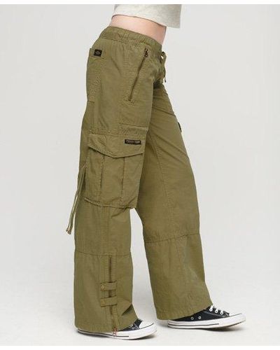 Superdry Low Rise Wide Leg Cargo Trousers - Green