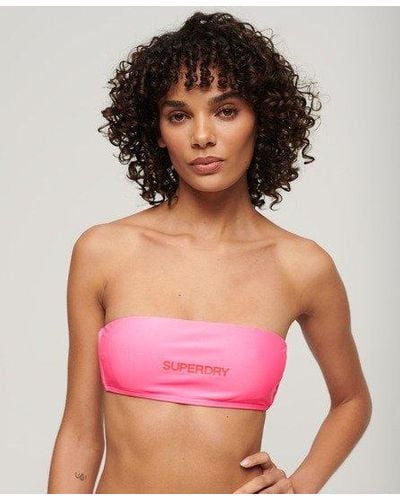 Superdry Logo Bandeau Bikini Top - Pink