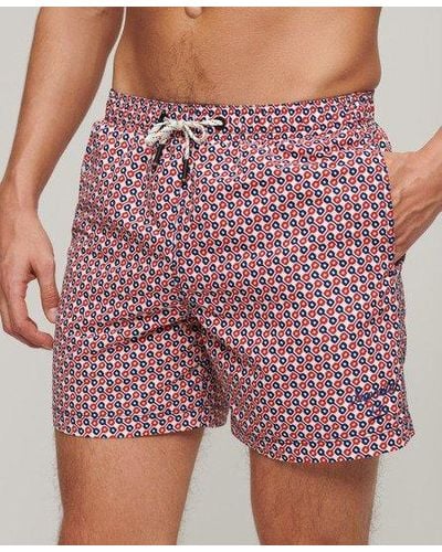 Superdry Printed 15-inch Recycled Swim Shorts - Red
