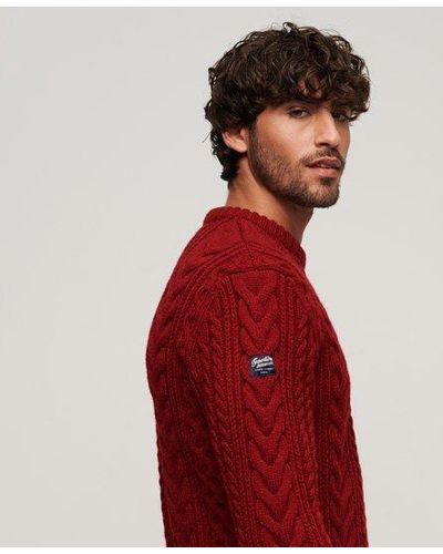 Superdry Pull ras du cou jacob - Rouge
