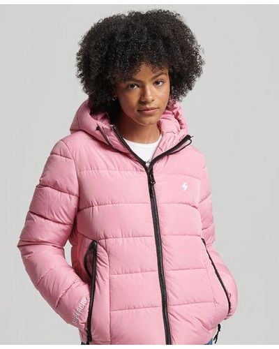 Superdry Hooded Spirit Sports Puffer Jacket - Pink