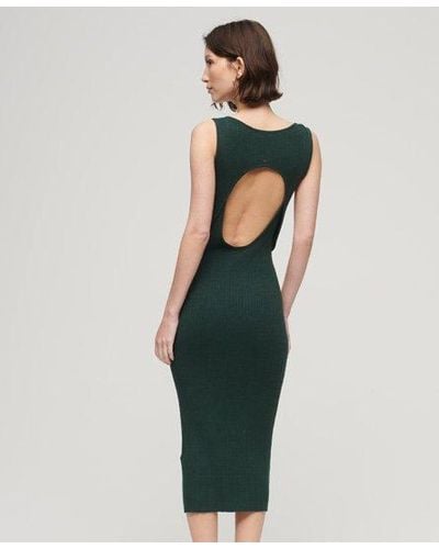 Superdry Backless Knitted Midi Dress - Green